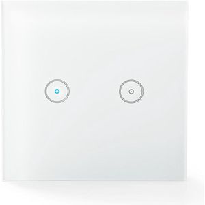 Nedis SmartLife Wandschakelaar - Wi-Fi - Duaal - Muurmontage - 1000 W - Android / IOS - Glas - Wit