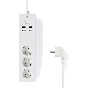 Wi-Fi Smart Stekkerdoos | 3x Schuko Type F | 4x USB | 16 A