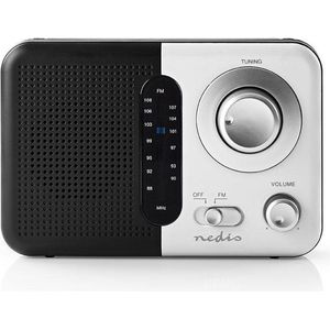 FM-Radio - Draagbaar Model - FM - Batterij Gevoed / Netvoeding - Analoog - 2.4 W - Zwart-Wit Scherm - Bluetooth - Koptelefoonoutput - Handgreep - Wit / Zwart