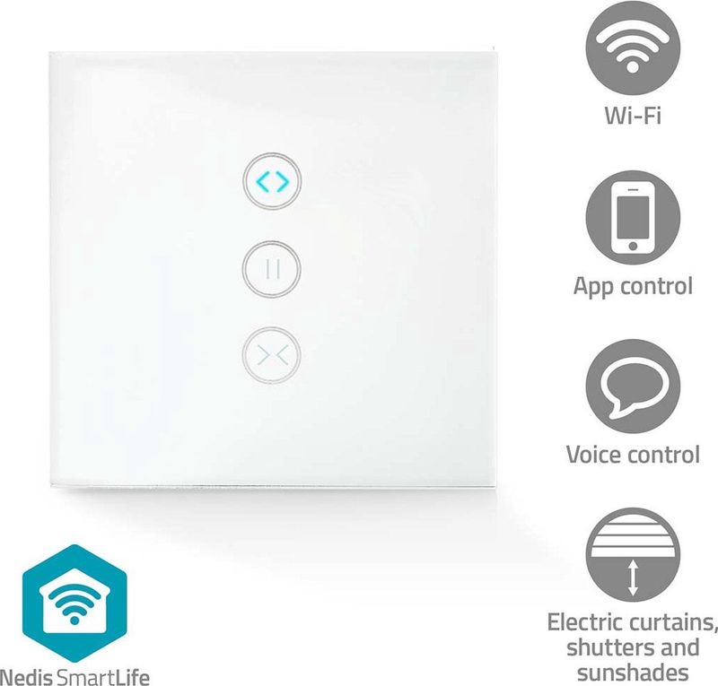Nedis SmartLife Wi-Fi Muurschakelaar - Gordijn- Rolluik- of Zonneschermbediening