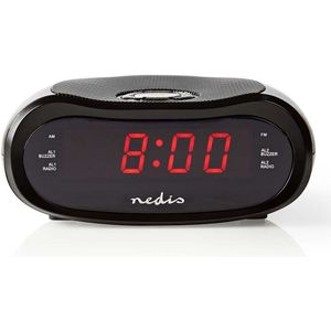 Nedis - Clar001bk - Wekker - Zwart - Digitale Wekkerradio met Rode LED-scherm