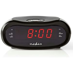 Nedis Digitale Wekkerradio - LED-Scherm - Tijdprojectie - AM / FM - Snoozefunctie - Slaaptimer - Aantal alarmen: 2 - Zwart
