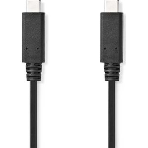 Nedis USB-Kabel - USB 3.2 Gen 2 - USB-C Male - USB-C Male - 100 W - 8K@30Hz - 10 Gbps - Vernikkeld - 1.00 m - Rond - PVC - Zwart - Envelop