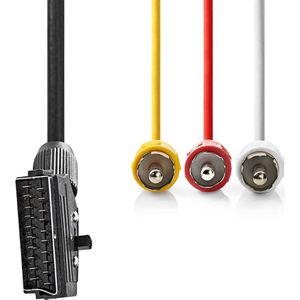 Scart (m) - Composiet Tulp (m) Kabel - 2 Meter - Zwart