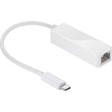 USB-C naar RJ45 Gigabit Ethernet LAN Adapter - Wit - USB3.0 - CAT6 - 0,15 Meter