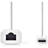 USB-C naar RJ45 Gigabit Ethernet LAN Adapter - Wit - USB3.0 - CAT6 - 0,15 Meter