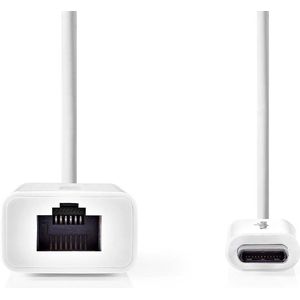 USB-C naar RJ45 Gigabit Ethernet LAN Adapter - Wit - USB3.0 - CAT6 - 0,15 Meter