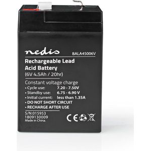 Loodaccu - 6V - 4500 mAh - 70 x 47 x 101 mm - Zwart