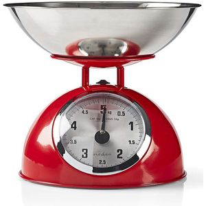 Nedis KASC110RD Retro Keukenweegschaal Analoog Metaal Rood