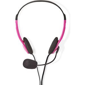 Nedis stereo on-ear headset - 2x 3,5mm Jack / roze - 2 meter