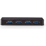 Nedis - USB Hub - 4 Poorten - USB 3.0 - Zwart - Externe Voeding - 0,80 Meter