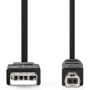 Nedis USB-Kabel - USB 2.0 - USB-A Male - USB-B Male - 480 Mbps - Vernikkeld - 5.00 m - Rond - PVC - Zwart - Blister