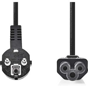 Nedis Stroomkabel - Type F (CEE 7/7) Male - IEC-320-C5 - Gehoekt - Recht - Vernikkeld - 2.00 m - Rond - PVC - Zwart - Doos