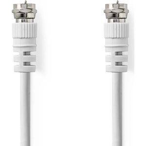 Nedis Satelliet- en Antennekabel - F-Male - F-Male - Vernikkeld - 75 Ohm - Dubbel Afgeschermd - 3.00 m - Rond - PVC - Wit - Doos