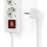 Stekkerdoos - Wit - PVC - 3-Weg Met Schakelaar