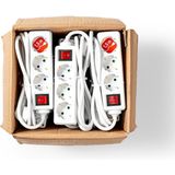 Stekkerdoos - Wit - PVC - 3-Weg Met Schakelaar