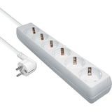 Stekkerdoos - Wit - PVC - 6-wegs met Kinderbeveiliging en 3m Kabel