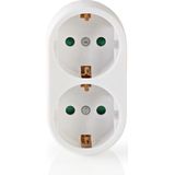 Verticale Stopcontact Splitter - 2-voudig - Geaard - Wit