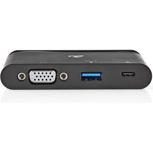 Nedis - USB Multi-Port Adapter - USB 3.1 - USB-C & USB-A & VGA - Vernikkeld - Zwart