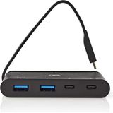 Nedis - USB-C Hub - USB 3.0 - Zwart - 100 Watt - 4 Havens