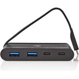 Nedis - USB-C Hub - USB 3.0 - Zwart - 100 Watt - 4 Havens