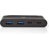 Nedis - USB-C Hub - USB 3.0 - Zwart - 100 Watt - 4 Havens