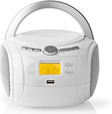 CD-Speler Boombox - Batterij Gevoed / Netvoeding - Stereo - 9 W - Bluetooth - FM - USB-weergave - Handgreep - Wit