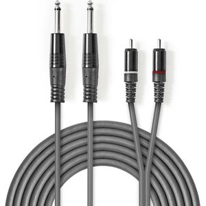 Nedis Stereo Audiokabel 2x Male 2x RCA Male Vernikkeld 1. Rond Donkergrijs Kartonnen Sleeve
