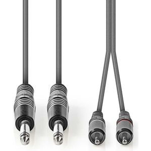 Nedis Stereo Audiokabel 2x Male 2x RCA Male Vernikkeld Rond Donkergrijs Kartonnen Sleeve