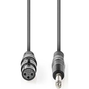 XLR 3-pin (v) - 6,35mm Mono Jack (m) Kabel - 5 meter - Antraciet