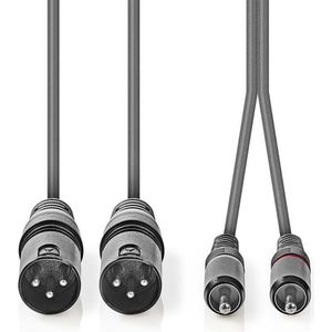 Nedis 2x XLR (m) - 2x RCA (m) stereo audiokabel - 1,5 meter