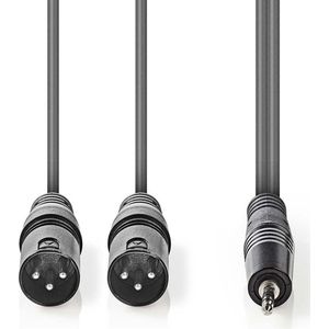 Nedis Gebalanceerde Audiokabel 2x XLR 3 Pins Male Male Vernikkeld Rond PVC Donkergrijs Kartonnen Sleeve