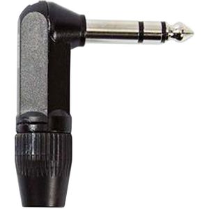 Nedis 6,35 mm Audioconnector - Gehoekt - Male - Vernikkeld - Soldeer - Diameter kabelinvoer: 8.0 mm - Aluminium - Zwart - Polybag - 1 Stuks