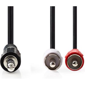 Nedis Stereo-Audiokabel - 3,5 mm Male - 2x RCA Male - Vernikkeld - 1.50 m - Rond - Zwart - Label