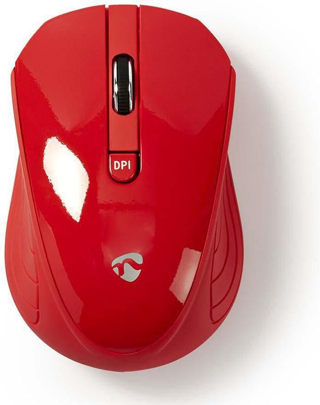 Nedis - Draadloze Muis - Rood - 800/1200/1600 DPI - 3 Knoppen - Ambidextrisch