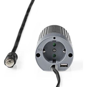 Stroomomvormer - 12V naar 230V - 100W - Gemodificeerde Sinus - 1 Stopcontact en 1 USB
