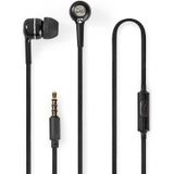 Wired Headphones 1.2m Round Cable In-Ear Built-in Microphone Black - N