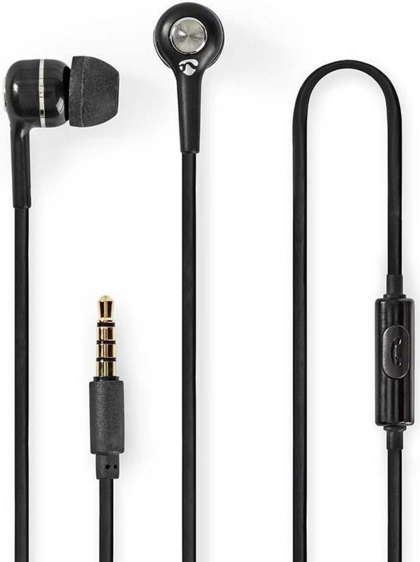 Nedis - Hoofdtelefoon - In-ear - Zwart - Geïntegreerde microfoon - 1,2 m kabel