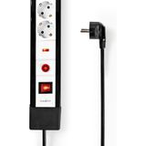 Stekkerdoos - 4-voudig - Zwart/Wit - 3500W - 3 meter - Met Overspanningsbeveiliging