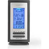 Nedis Weerstation - Alarm - Hygrometer - Buitensensor - Zwart/Zilve - Weerstatio - Zilve - Zwart