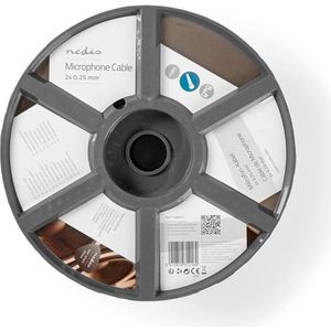 Microfoonkabel - 2 x 0,25mm2 - 100 Meter - Zwart - Gebalanceerde Kabel
