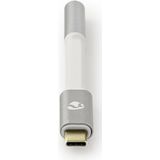 Nedis USB-C Adapter - USB 2.0 - USB-C Male - 3,5 mm Female - 0.08 m - Rond - Verguld - Gevlochten / Nylon - Wit / Zilver - Cover Window Box