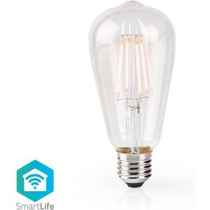 Nedis SmartLife LED Filamentlamp - Wi-Fi - E27 - 500 lm - 5 W - Warm Wit - 2700 K - Glas - Android / IOS - ST64 - 1 Stuks