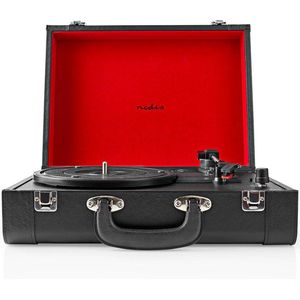 Nedis - Retro LP Speler - Zwart - 18W - Draagbare Koffer