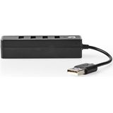 Nedis - USB Hub - 4 Poorten - USB2.0 - Zwart - 0,10 Meter