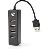 Nedis - USB Hub - 4 Poorten - USB2.0 - Zwart - 0,10 Meter