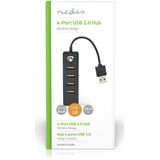 Nedis - USB Hub - 4 Poorten - USB2.0 - Zwart - 0,10 Meter