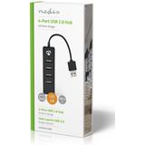 Nedis - USB Hub - 4 Poorten - USB2.0 - Zwart - 0,10 Meter