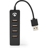 Nedis - USB Hub - 4 Poorten - USB2.0 - Zwart - 0,10 Meter