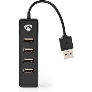 Nedis - USB Hub - 4 Poorten - USB2.0 - Zwart - 0,10 Meter